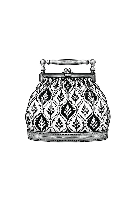 Design per tatuaggio di borsa da viaggio vittoriana in tappezzeria