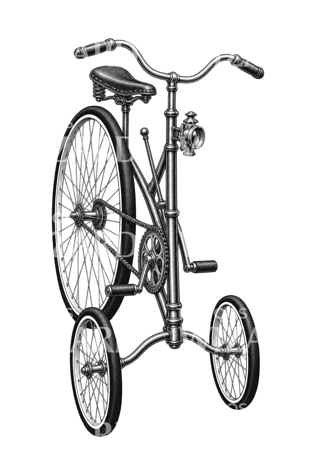 Victorian Three Wheel Tricycle Tattoo Design