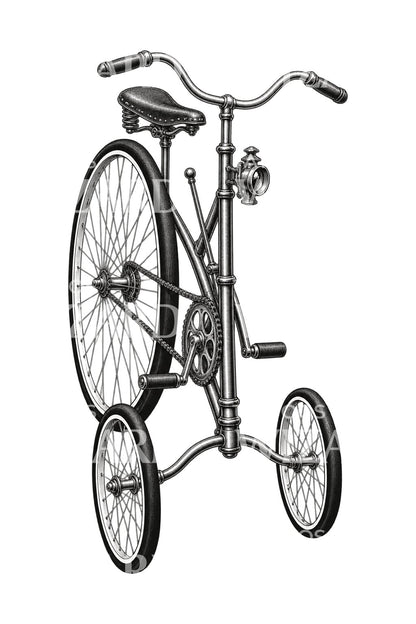 Victorian Three Wheel Tricycle Tattoo Design