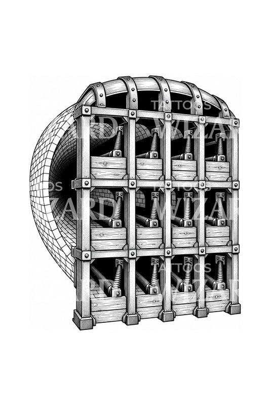 Illustrazione tattoo dello scudo per gallerie vittoriano in sezione