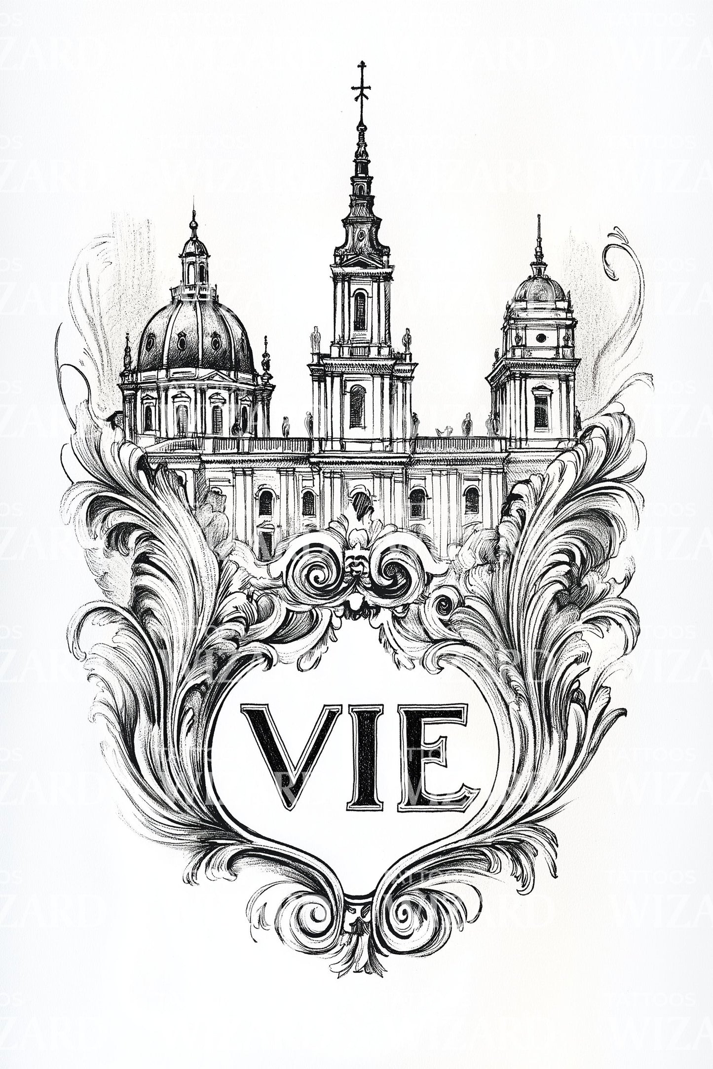 Vienna VIE Baroque Tattoo Design