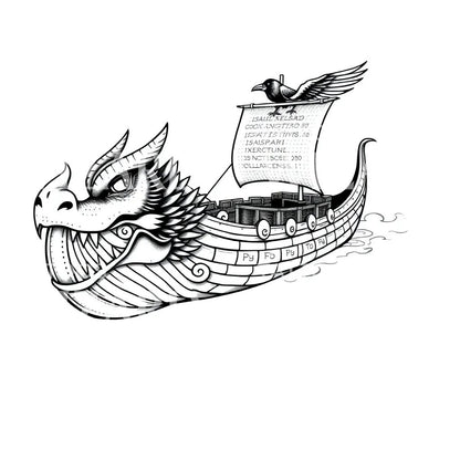 Viking Dragon Ship Tattoo Design