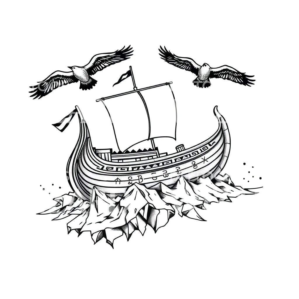Viking Longship Tattoo Design