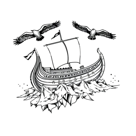 Viking Longship Tattoo Design