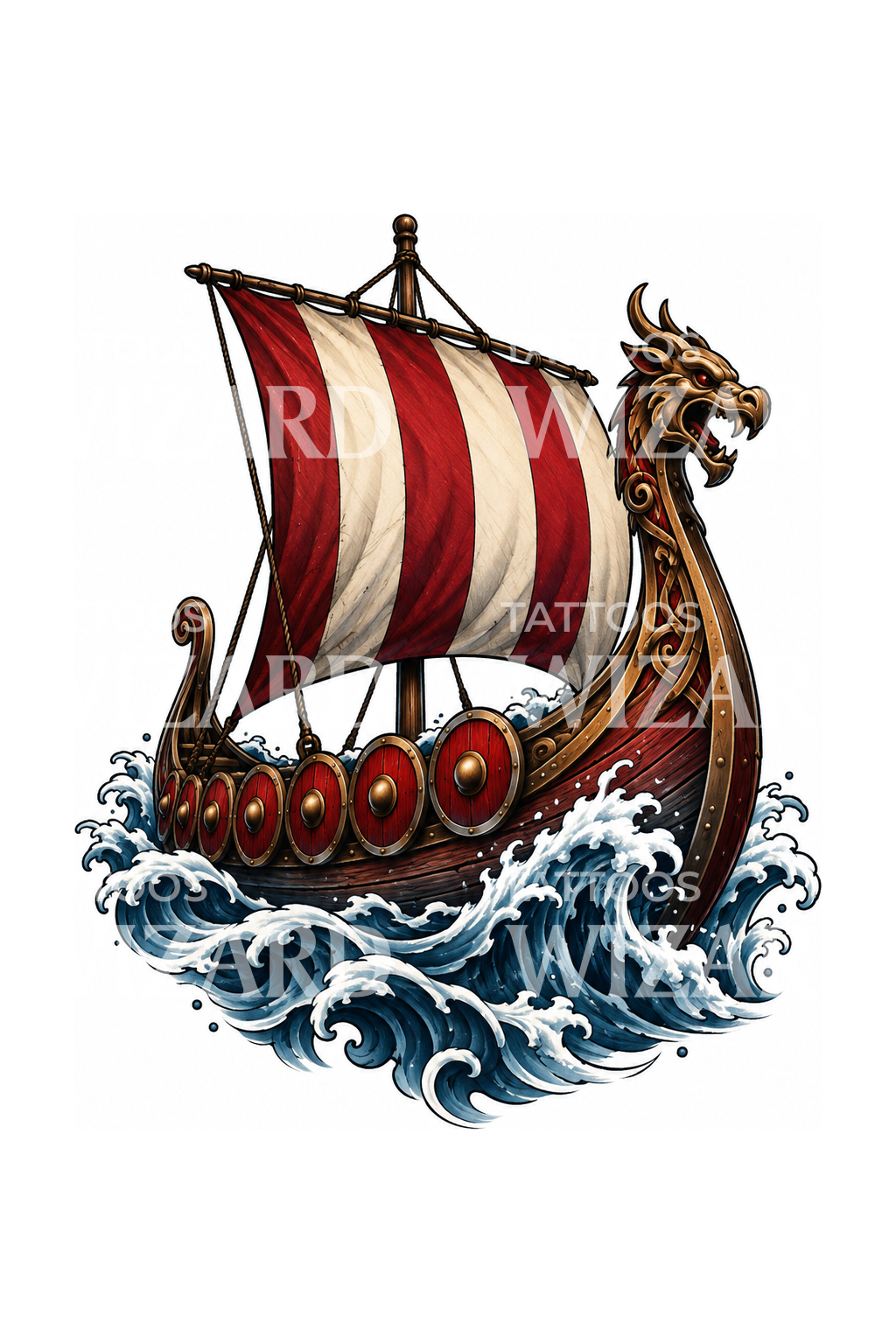 Wikingerschiff mit Drachenbug-Tattoo