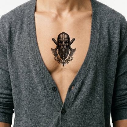 Viking Warrior Skull Tattoo Design