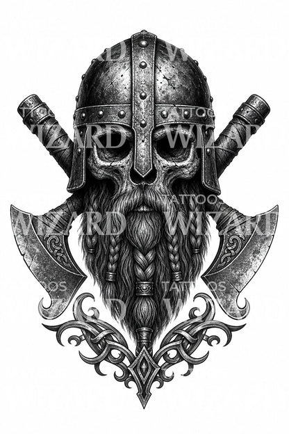 Viking Warrior Skull Tattoo Design