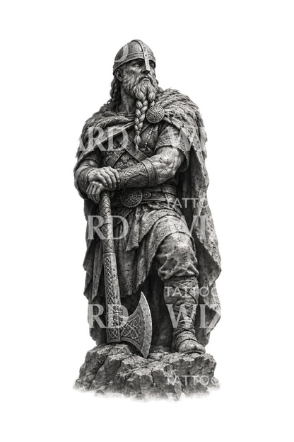 Viking Warrior Statue Tattoo Design