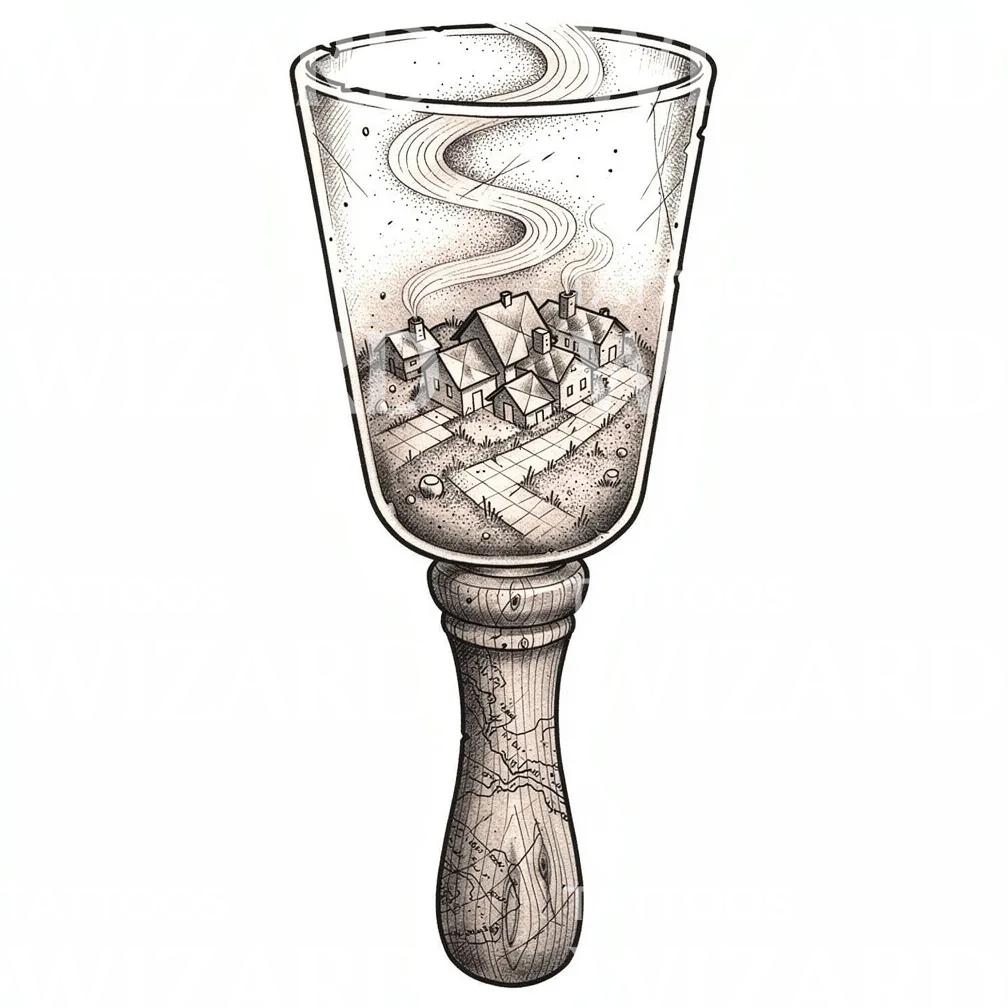 Village in Chalice Tattoo Design