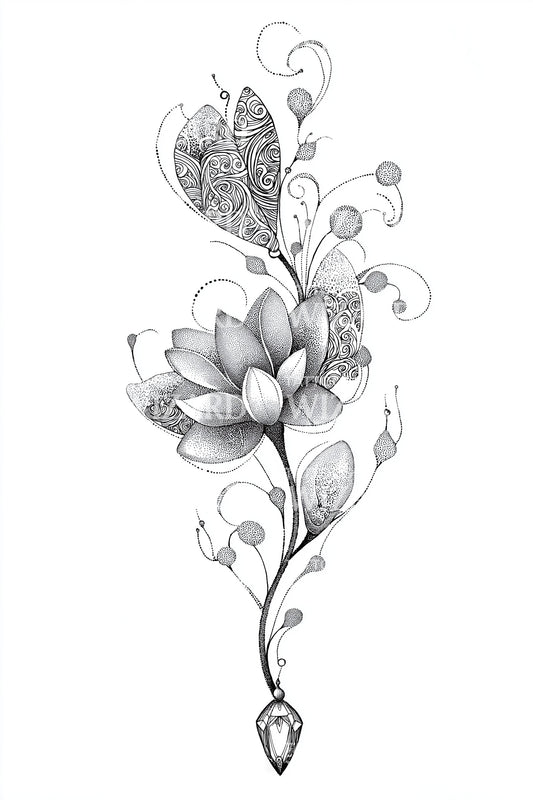 Vine Lotus Sprout Tattoo Design