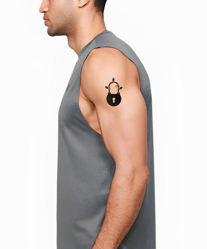 Padlock with Growing Vine Shackle Tattoo Design