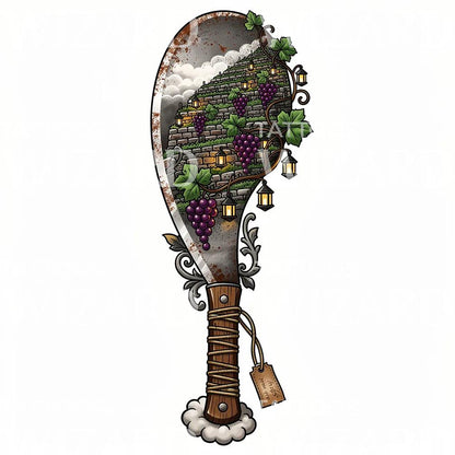 Vineyard Lantern Blade Tattoo Design