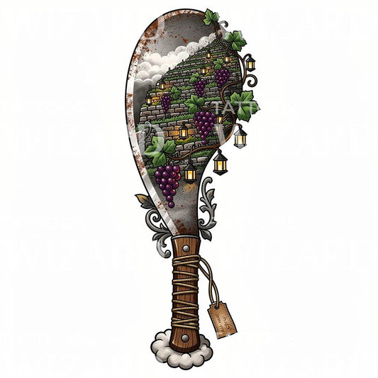 Vineyard Lantern Blade Tattoo Design