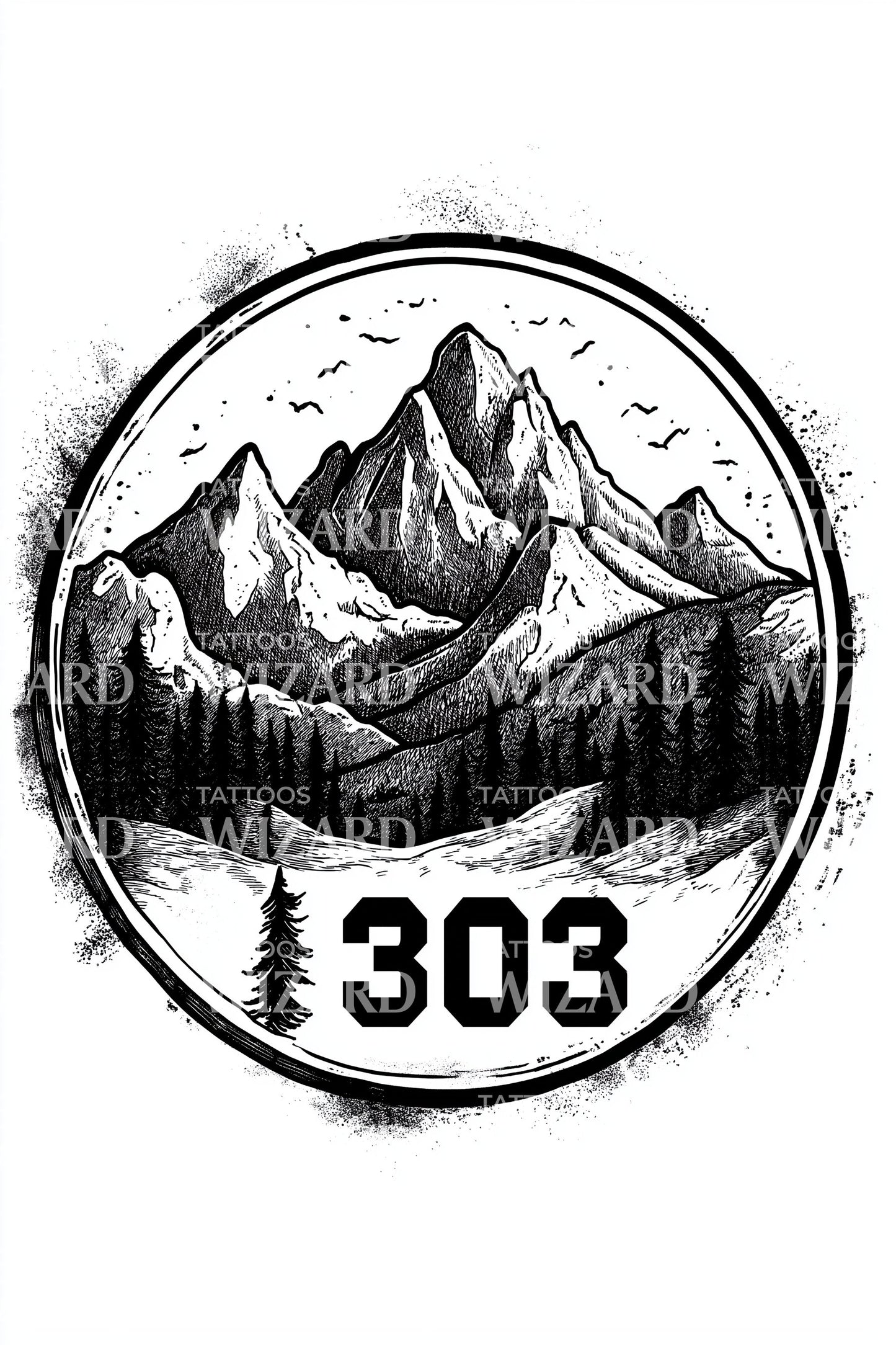 Vintage Badge 303 Tattoo Design