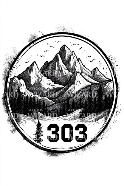 Vintage Badge 303 Tattoo Design