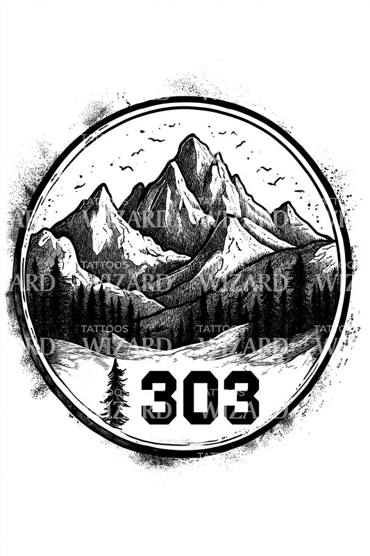 Vintage Badge 303 Tattoo Design