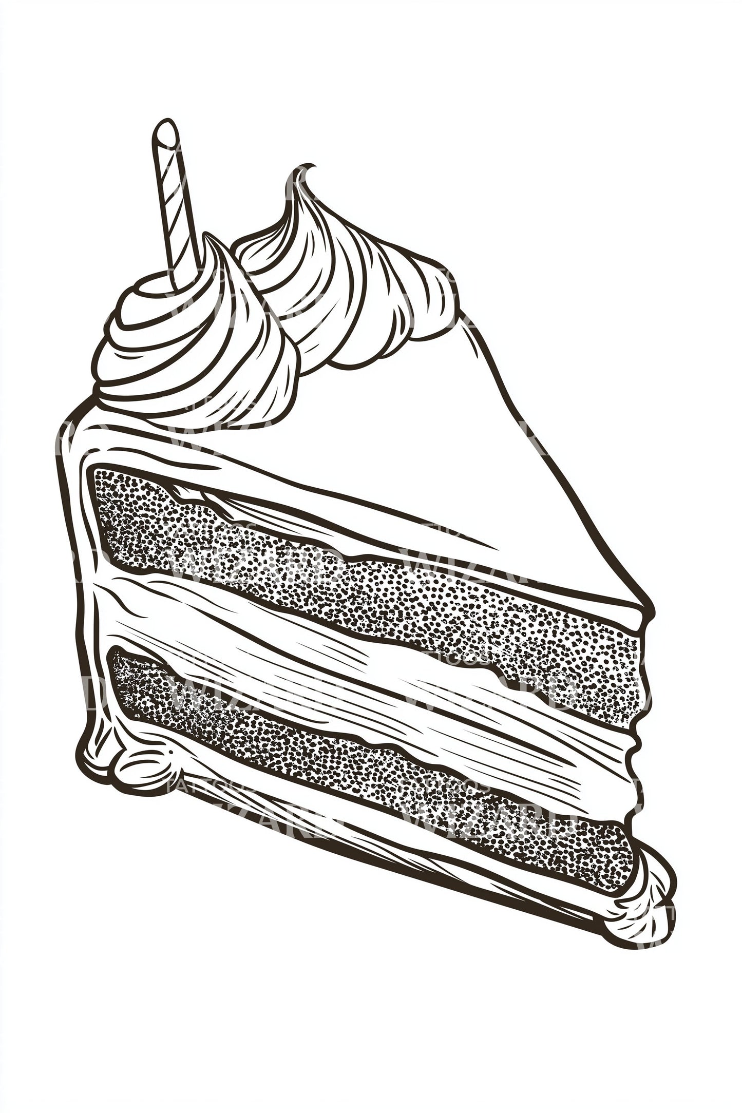 Vintage Bakery Cake Tattoo Illustration