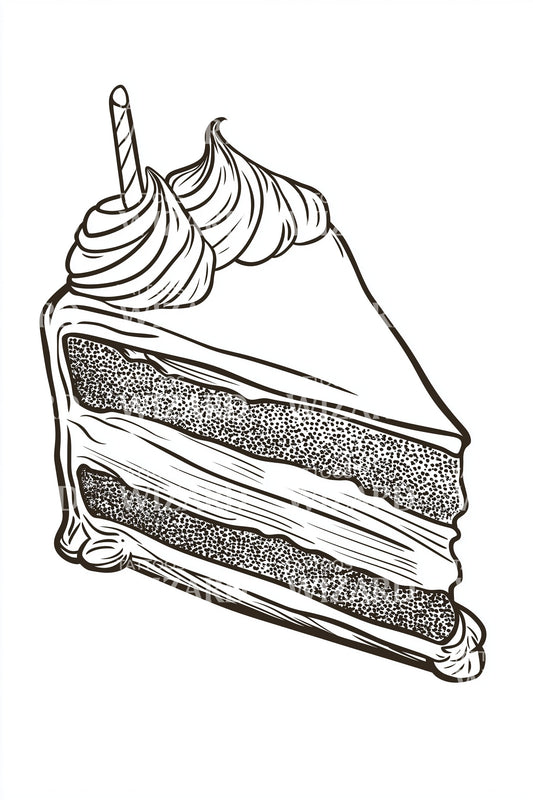 Vintage Bakery Cake Tattoo Illustration