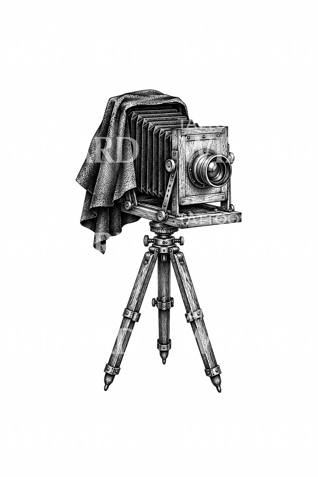 Camera Dwarwig Vintage Bellows Camera on Tripod Dotwork Tattoo – Tattoos Wizard Designs