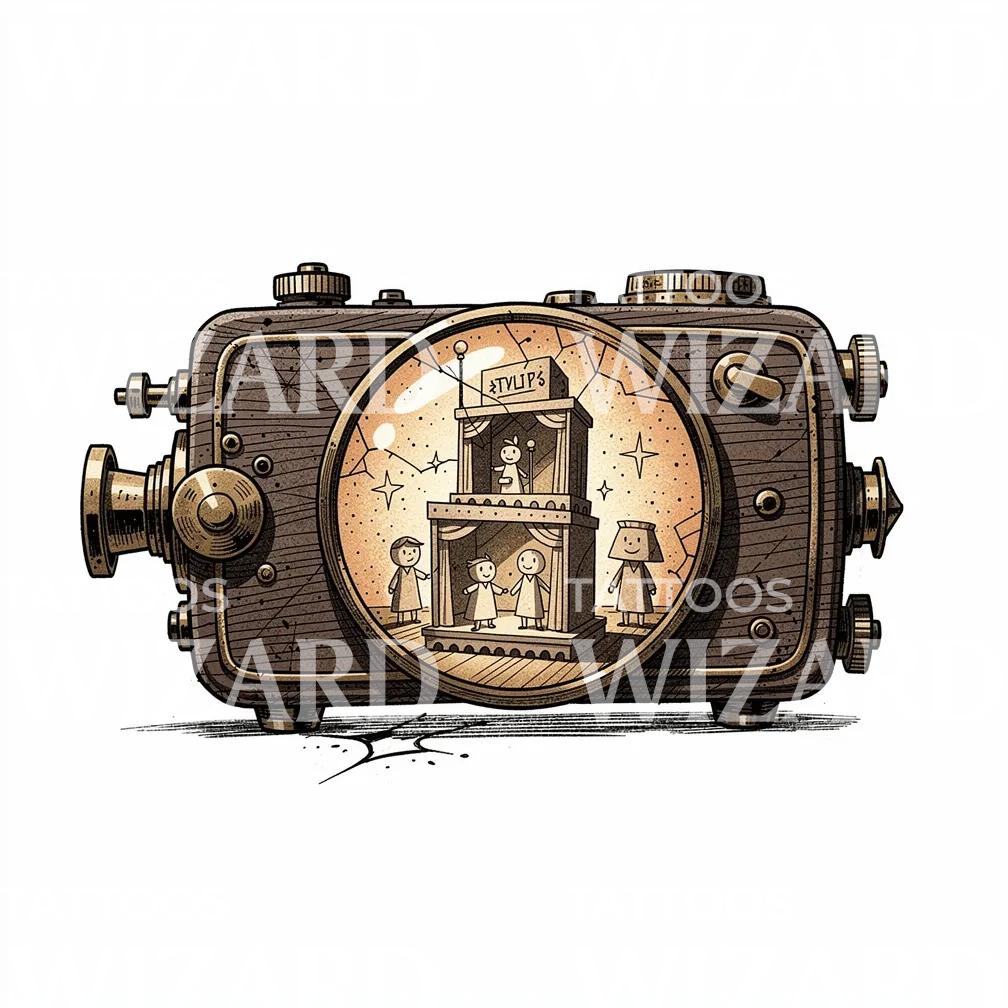 Vintage camerascène als tattoo-ontwerp