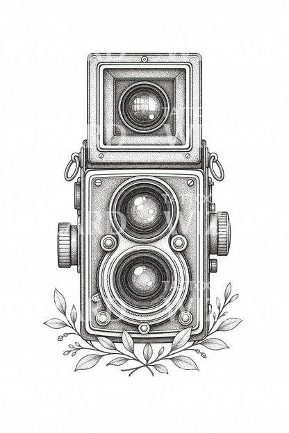 Vintage Camera Tattoo Design