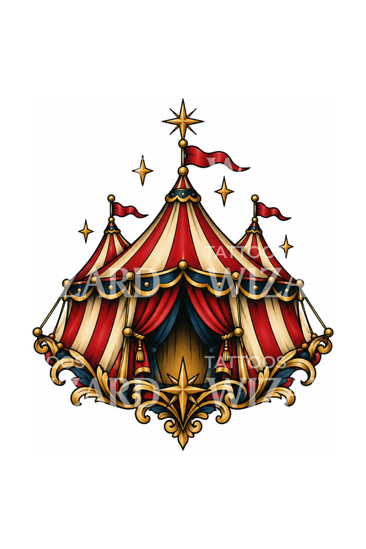 Ide tatoo tenda sirkus vintage bertabur bintang