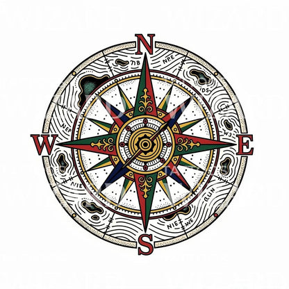 Vintage Compass Rose Tattoo Design