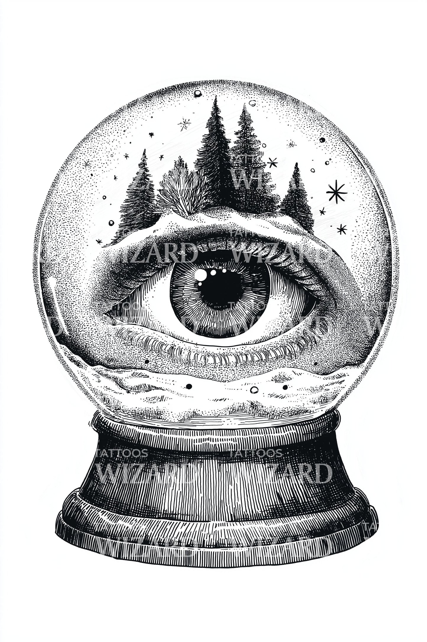 Vintage Eye Snowglobe Tattoo Design