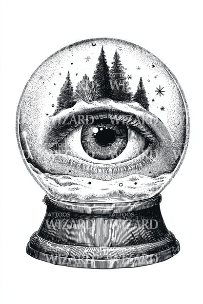 Vintage Eye Snowglobe Tattoo Design
