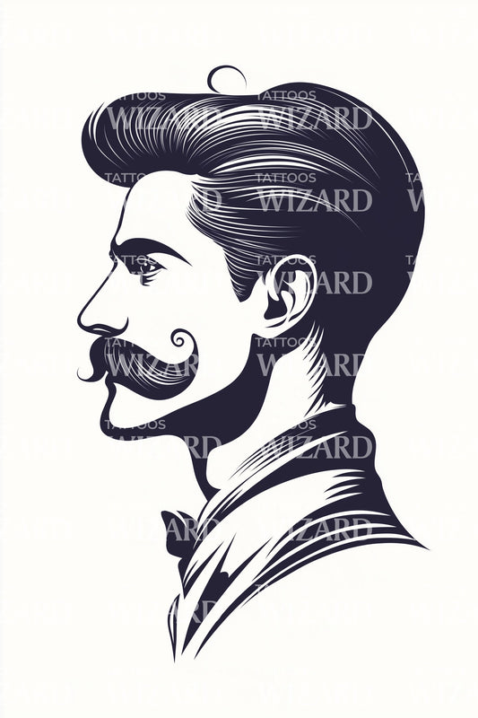 Vintage Gentleman Portrait Tattoo Idea