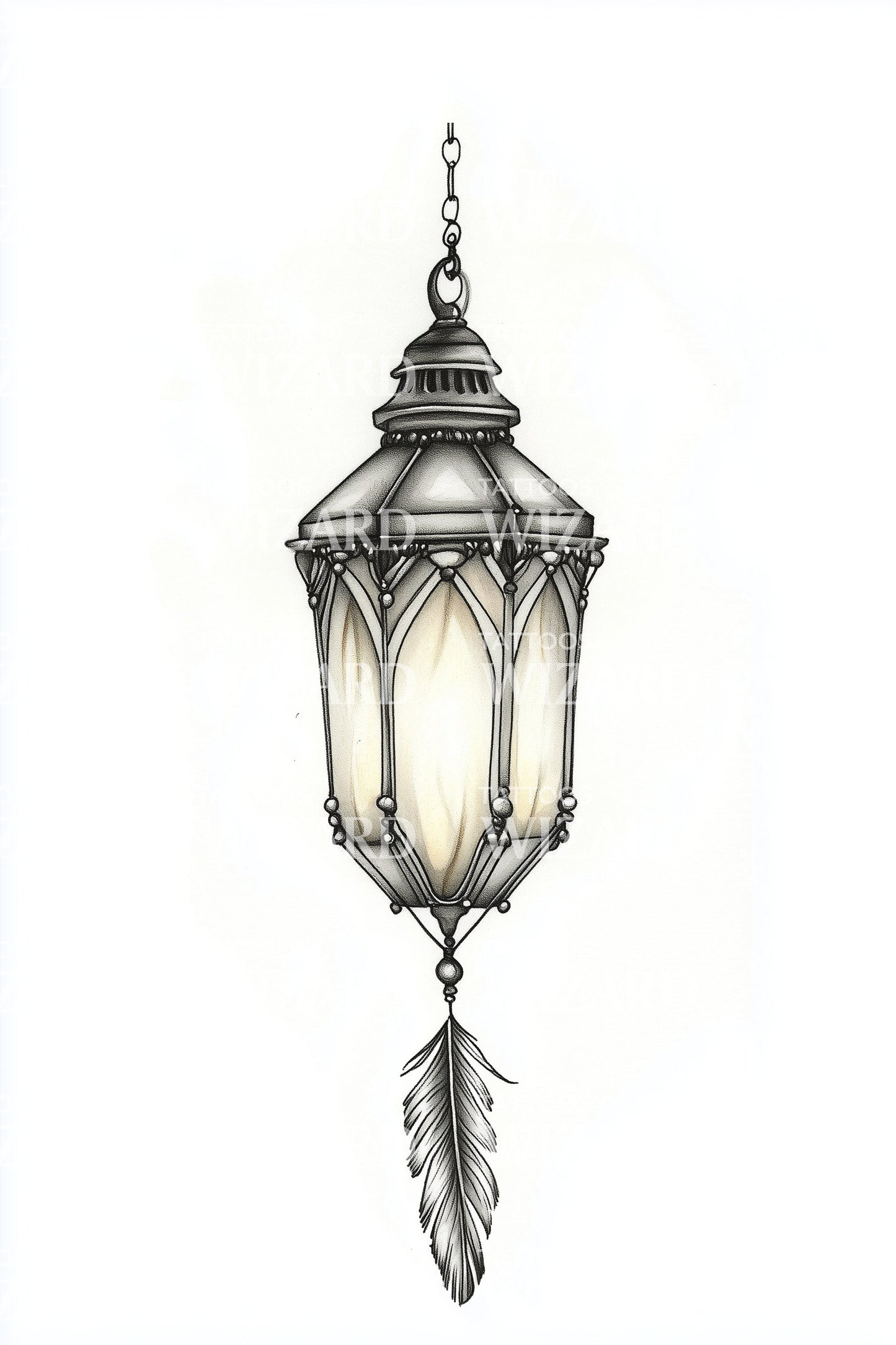 Vintage Hanging Lantern Tattoo Design