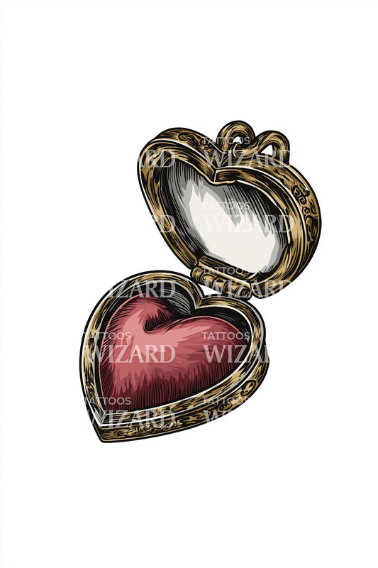 Vintage Heart Locket Tattoo Design