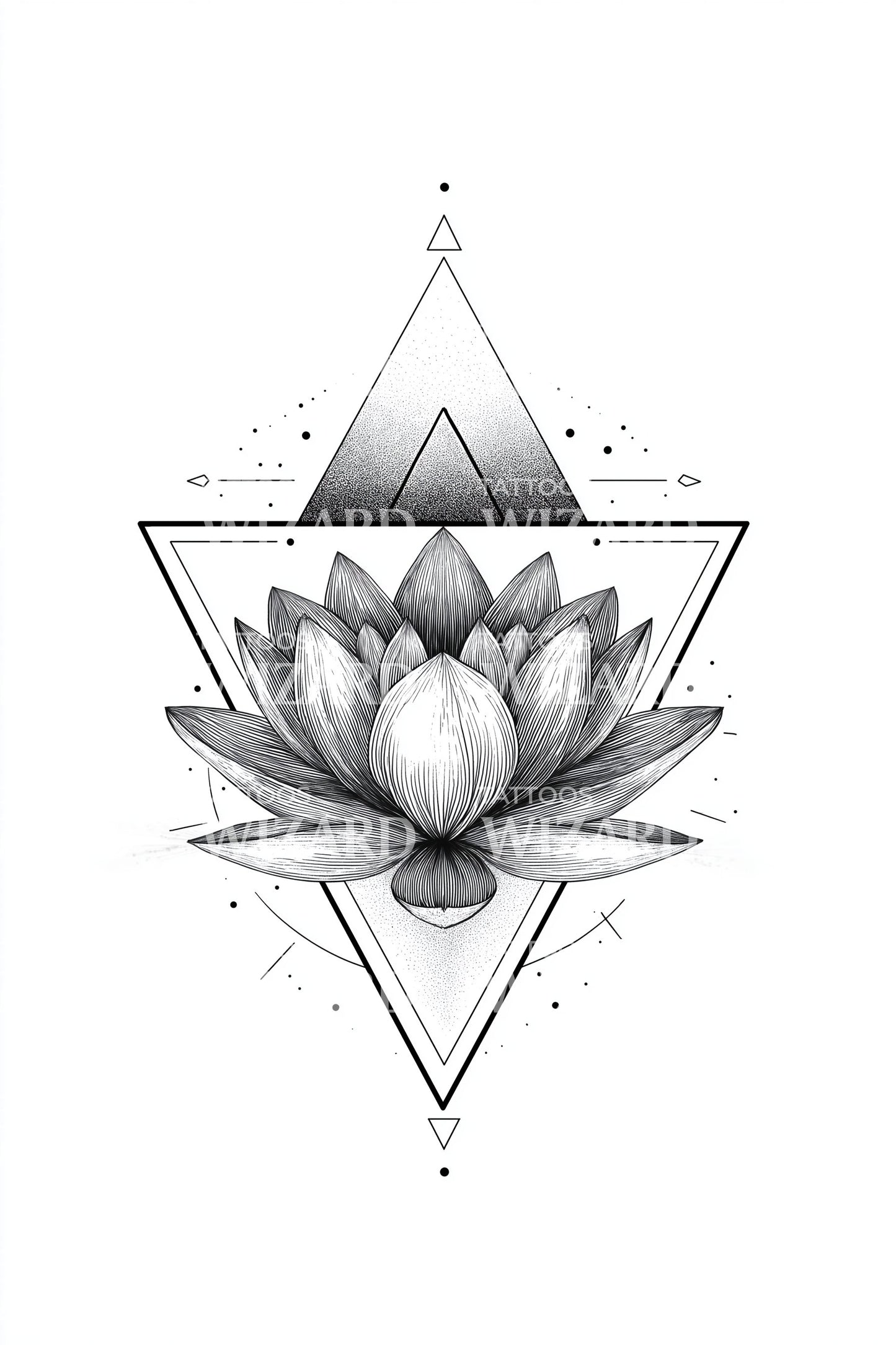 Vintage Linework Lotus Tattoo Illustration