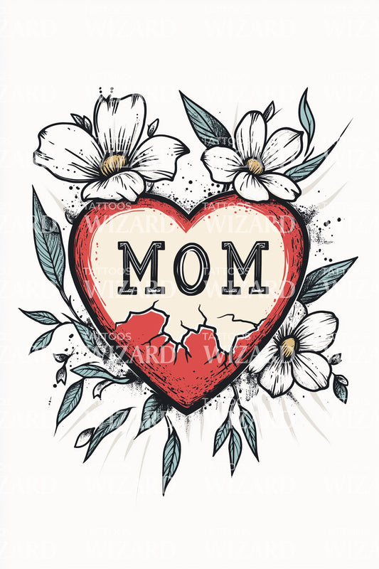 Vintage Mom Banner Tattoo Design