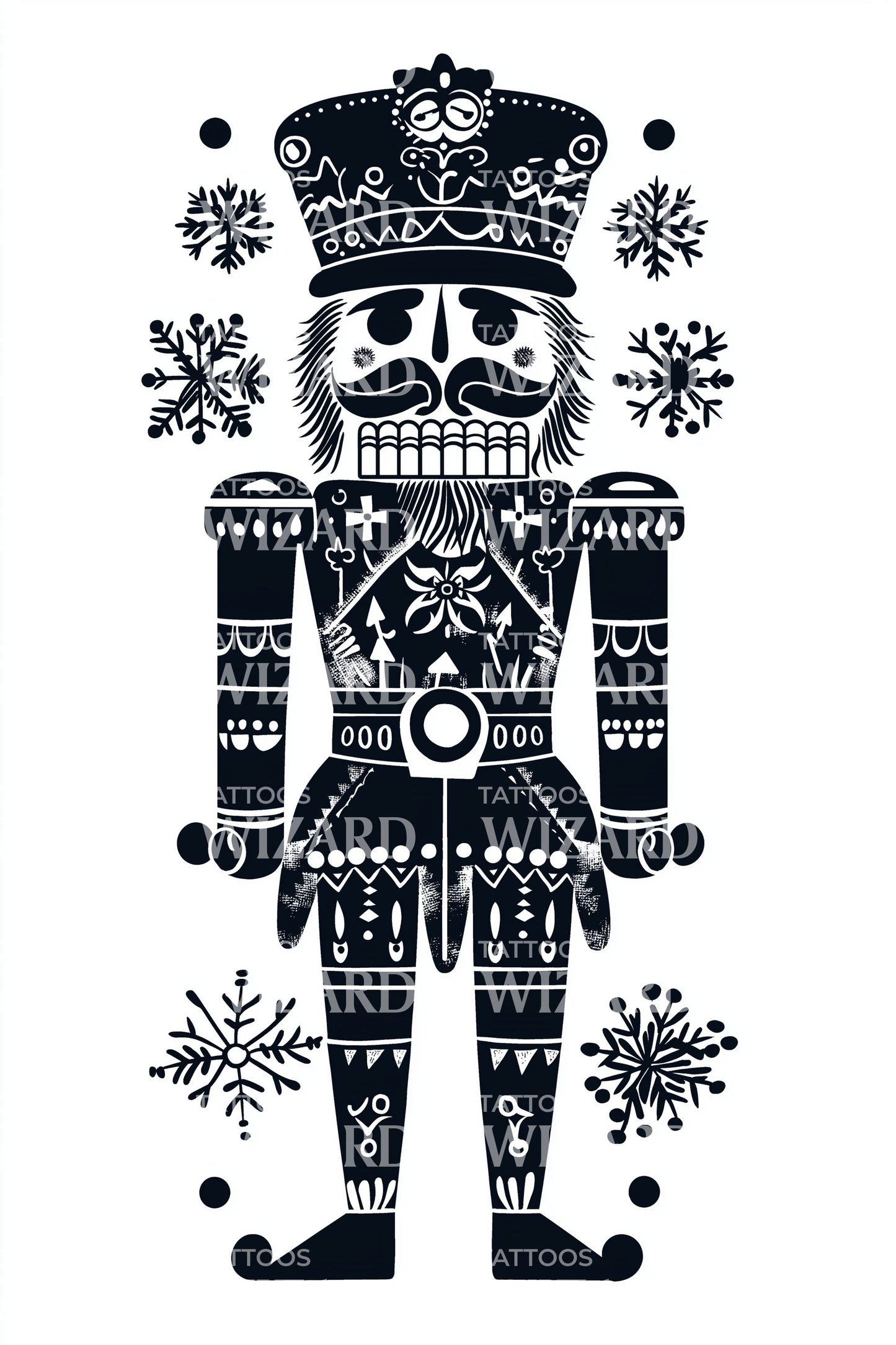 Vintage Nordic Nutcracker Tattoo Illustration
