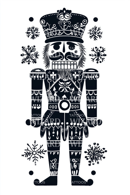 Vintage Nordic Nutcracker Tattoo Illustration