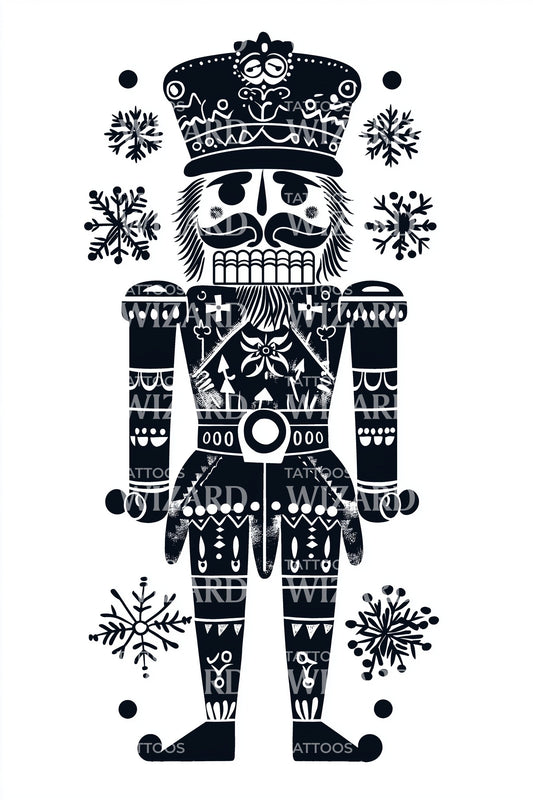 Vintage Nordic Nutcracker Tattoo Illustration
