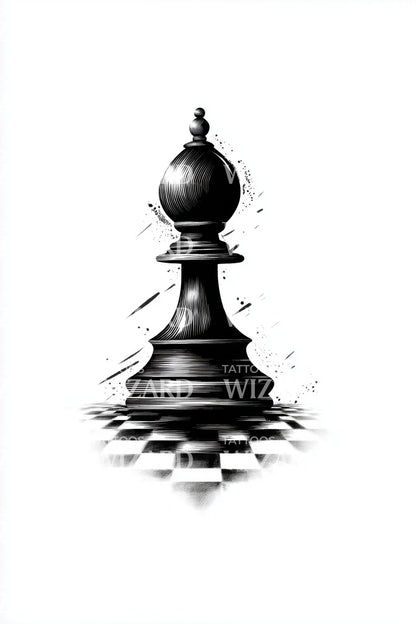 Vintage Pawn Checkmate Tattoo Illustration