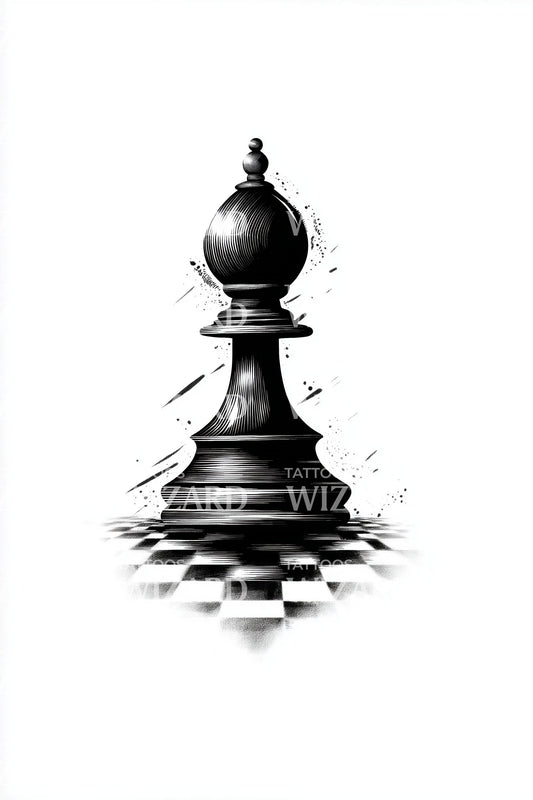 Vintage Pawn Checkmate Tattoo Illustration