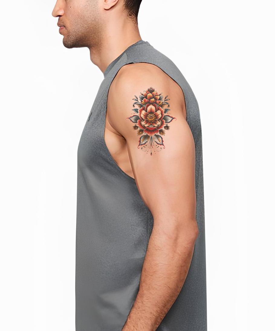 Old School Peony Tattoo Design