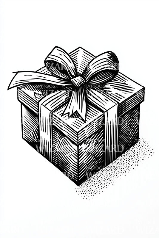 Vintage Ribbon Present Tattoo Design