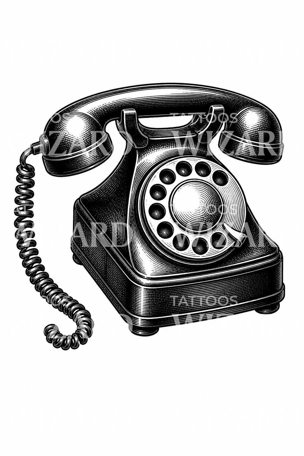 Vintage Rotary Telephone Tattoo Design