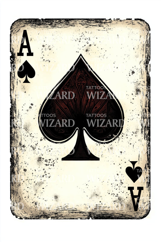 Vintage Spade Card Tattoo Illustration