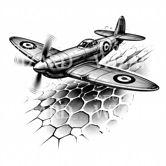 Vintage Spitfire Tattoo Illustration