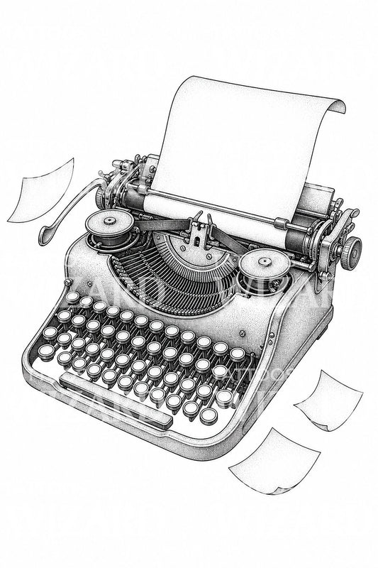 Vintage-Schreibmaschinen-Tattoo-Design