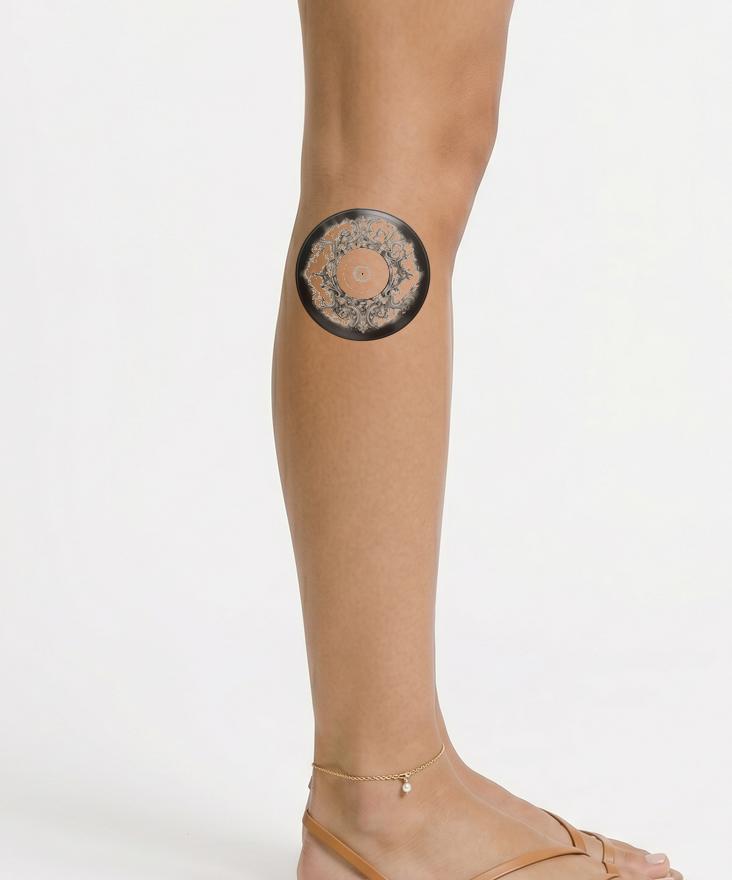 Art Nouveau Vinyl Record Tattoo Design