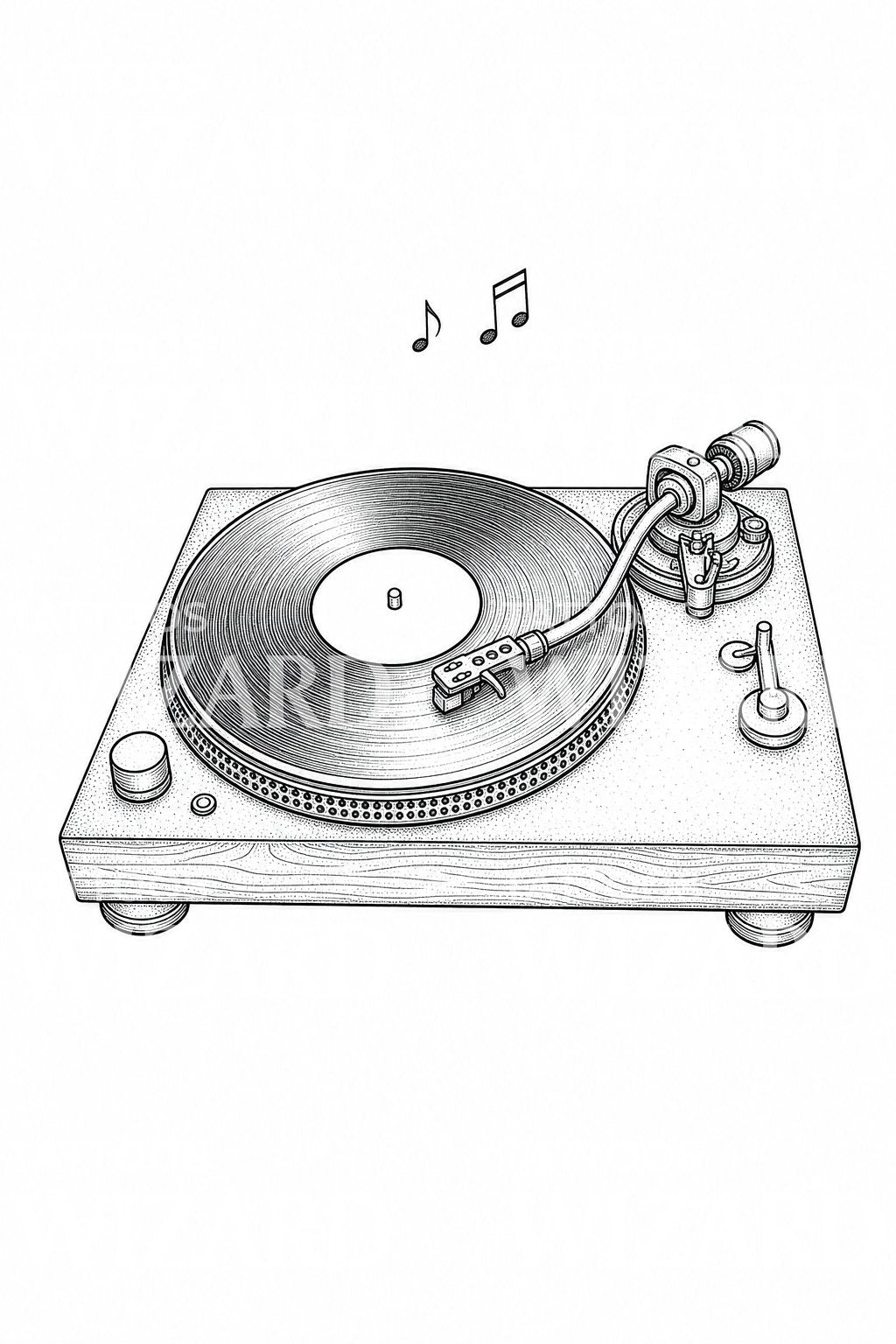Vinyl Record Turntable Tattoo Design