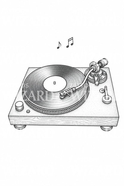Vinyl Record Turntable Tattoo Design