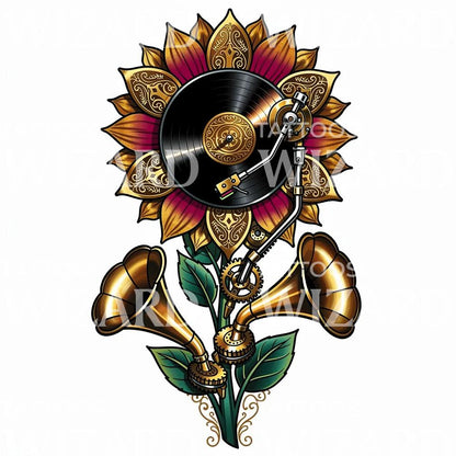 Vinyl Sunflower Tattoo Design