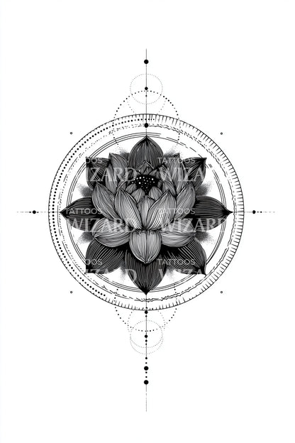 Design del tatuaggio di loto a mezzaluna viola
